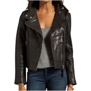 NWOT MACKAGE ARITZIA Kenya Moto Biker Black Leather Jacket
